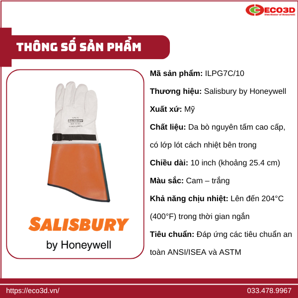 Th&ocirc;ng tin chi tiết sản phẩm găng tay da chịu nhiệt độ Cao Salisbury ILPG7C